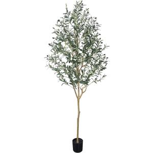 Phimos Artificial Olive Tree Tall Fake Potted Olive Silk Tree with Planter Large Faux Olive Branches and Fruits Artificial Tree for Modern Home Office Living Room Floor Decor Indoor (6.23FT)