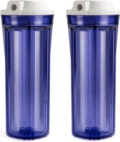 iSpring HC12X2 1/4'' Water Filter Housing Clear for Reverse Osmosis System 2.5 Inch x 10 Inch Filters, Clear, Pack of 2 (Not a Replacement Part for RCC7 Series Models Sold Before March 2020)