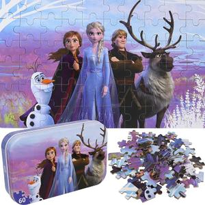 Princess Puzzles for Kids Ages 4-8 60 Pieces - Jigsaw Puzzle for Girls and Boys in Metal Box - Educational Toys for Ages 3-5 (Princess 0680) 