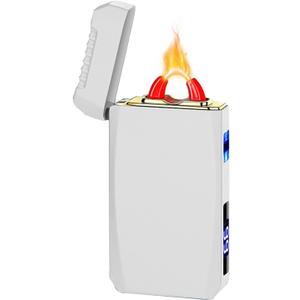 YOZWOO Rechargeable Electric Lighter USB C Electronic Lighters High Power Flame Arc Plasma Lighter Windproof Camping Lighters with Long Battery Life for Home and Outdoor (Luminous White)