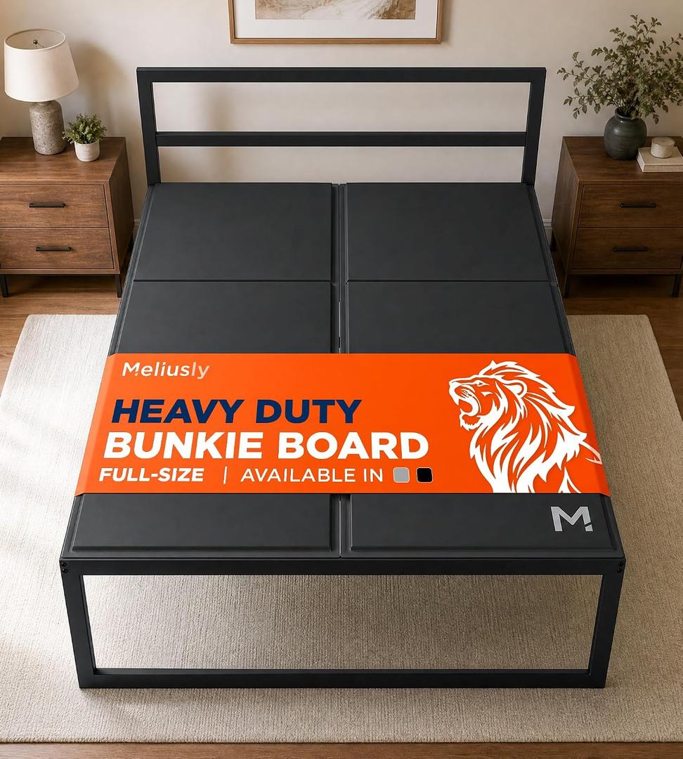 Heavy Duty Bunkie Board Full Size (54x75) - Under Bed Support, Black