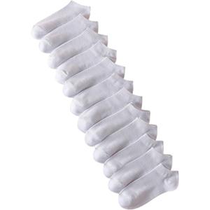 Katia & Bony Cotton Ankle Socks, Athletic, White, 12 Pairs (White)