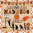 gisgfim Basketball Bulletin Board Decoration Set with Background Paper & Borders Cutouts Let The Madness Basketball Sport Bulletin Board Decor for Classroom School Game Craft Supplies(Basketball)