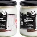 Fresh Linen Two Pack Odor Eliminating Highly Fragranced Candle - Eliminates 95% of Pet, Smoke, Food, and Other Smells Quickly - Up to 80 Hour Burn time - 12 Ounce Premium Soy Blend