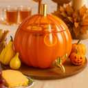 1.3 Gallon Pumpkin Plastic Drink Dispenser Thanksgiving Orange Drink Dispenser Fall Harvest Kitchen Decoration Beverage Water Container with Spigot for Fridge Halloween Autumn Party Supplies