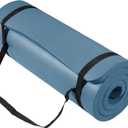 Yoga Mat 1-Inch Extra Thick High-Density Exercise Mat with Non-Slip Surface & Carry Strap for Men & Women Tear-Resistant Pilates Workout Mat for Home Gym, Floor Fitness (Navy Blue)