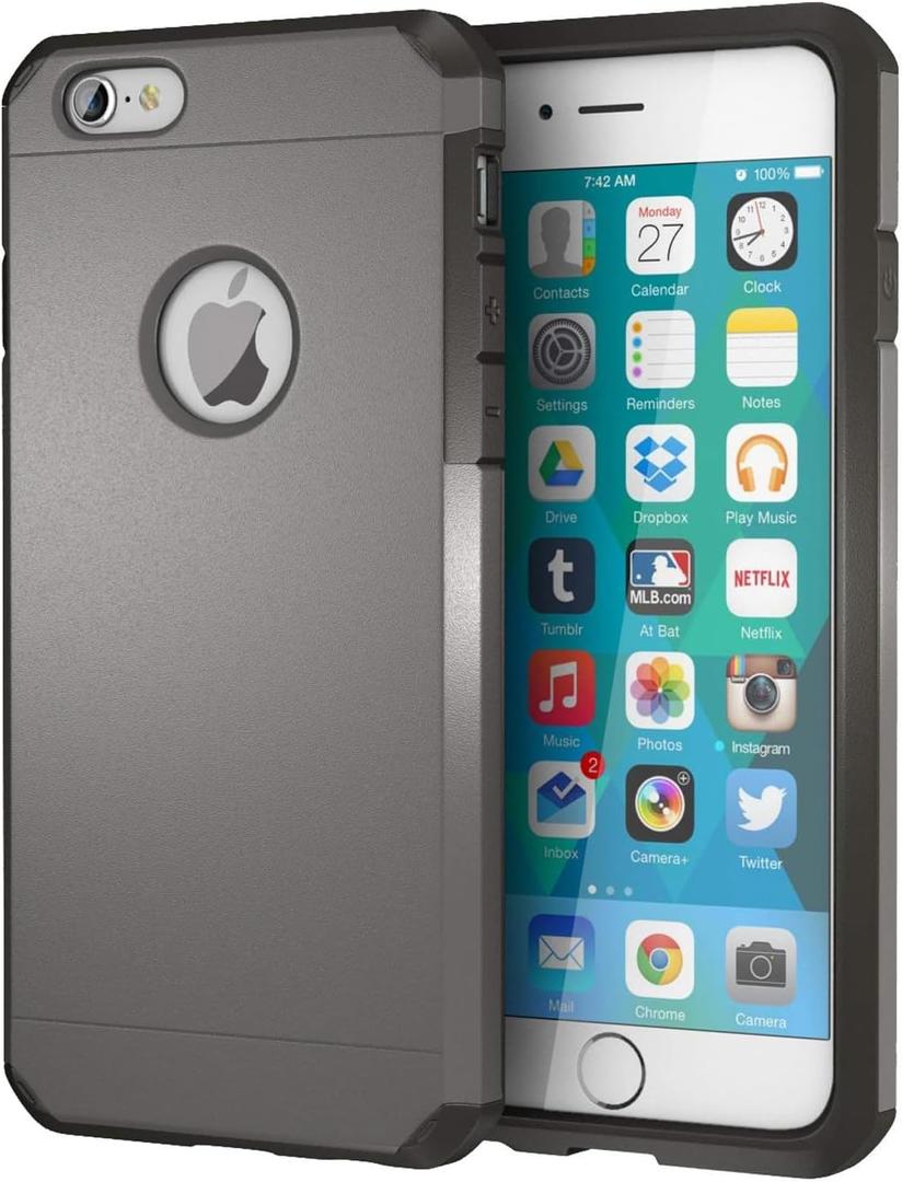ImpactStrong for iPhone 6 / iPhone 6s Case Heavy Duty Dual Layer Protection Cover (Gun Metal)