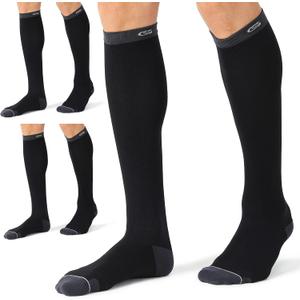 CelerSport 3 Pairs Compression Socks for Men and Women Running Support Socks (Large-X-Large, Black)