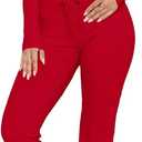 Ezbelle Women's Lounge Sets 2 Piece Outfits Long Sleeve Crop Button Down V Neck Shirt Knit Pajama Pant Fall Clothes S