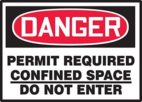 AccuformNMC "Danger Permit Required: Confined Space Do Not Enter", 5 Adhesive Vinyl Safety Labels, 3.5" x 5", LCSP264VSP, American Made Safety Tags, Signs, and Labels