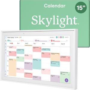 Skylight Calendar: 15-inch Wall Planner Digital Calendar & Chore Chart, Smart Touchscreen Interactive Display for Family Schedules  Wall Mount Included, Great for Organizing Your 2026 Calendar (White)