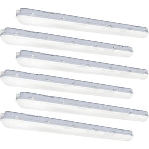 4FT LED Vapor Tight Light 60W 6600LM IP65 5000K Shop Light 6Pack ETL