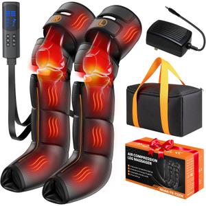 Gifts for Mom Dad Seniors, Leg Compression Massager with Heat, Air Compression Boots for Circulation & Pain Relief, 6 Modes, 9 Intensities, 3 Heating