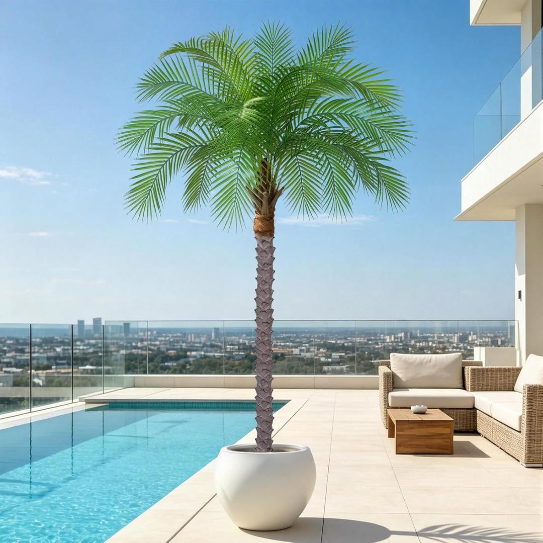 6ft Artificial Phoenix Palm Tree, Faux Coconut Silk Tropical Fake Palm Plant for Indoor Outdoor Home Office Patio Bathroom Pool Coastal Decor