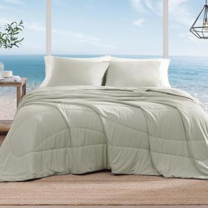 Monbix ChillChilla Cooling Comforter Queen Size-3 Pieces Cooling Blankets for Hot Sleepers and Night Sweats, Double-Sided Summer Queen Comforter Set, Breathable Lightweight Blanket Grey