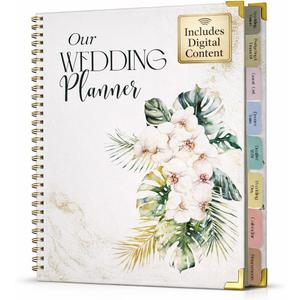 Wedding Planner Book and Organizer for Bride and Groom - Engagement Gift, Wedding Planner with Checklist, Timelines, & Budget Tracker - Includes Free QR Code for Exclusive Digital Tools.