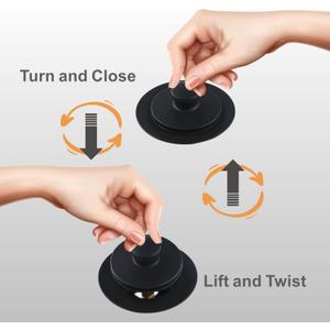 Black Bathtub Tub Drain Conversion Kit Assembly, Wellup Lift and Turn Twist Tub Drain Trim Kit with Two-Hole Overflow Faceplate, Matte Black