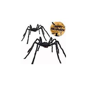 Venhoo Halloween Giant Spider Outdoor Decorations 79 inch Black Scary Hairy Realistic Large Spiders Props for Outside Indoor Office House Yard Creepy Decor-2 Pack
