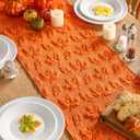 Fall Table Runner Decorations Cute 3D Faux Soft Fur Fall Table Runner for Thanksgiving Decor Autumn Harvest Party Kitchen Dining Seasonal Indoor Outdoor, 13x72 Inch(Orange,Maple Leaves)