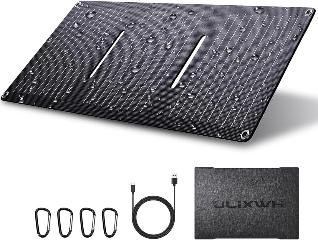 21W Portable Solar Panel, Foldable Solar Panel Charger(5V/3A), IP67 Waterproof for Camping, Hiking, Backpacking, Ultra-Fast Solar Phone Charger with Dual USB Ports for iPhone, iPad, Power Bank