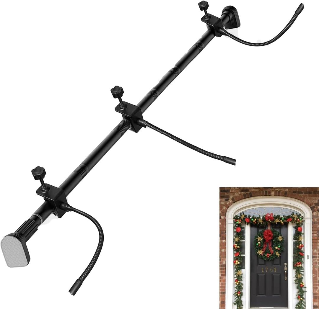 Adjustable Garland Hanger for Front Door, Adjustable Width 32-80 Inches, No Nails or Screws, Heavy-Duty Christmas Halloween Decoration Holder for Wreaths (32-40in)