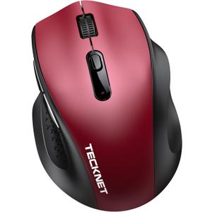 TECKNET Wireless Mouse for Laptop, Silent Mouse Quiet Click, Computer Mice Wireless, 6 Adjustable 4000 DPI Computer Mice (Red)