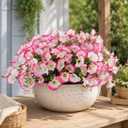 Aisamco Artificial Silk Flowers for Outdoor Decoration,12 Bundles Faux Flowers Colorful Morning Glory with Eucalyptus Fake Plants Greenery UV Resistant for Outside Front Door Planter Porch Patio Yard