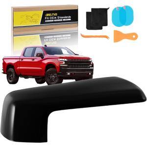 Black Passenger Side Mirror Covers for 2019 2020 2021 2022 2023 2024 2025 Chevy Silverado 1500 & GMC Sierra 1500,Precision Fit Replacement Side Caps (Black, Right)