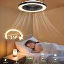 2-in-1 Low Profile Ceiling Fan with Light, 20 Caged Safety Design for Kids - RGB Color, Smart APP/Remote Control, Quiet Flush Mount DC Motor, Ideal for Bedroom/Living Room/Kitchen, Black