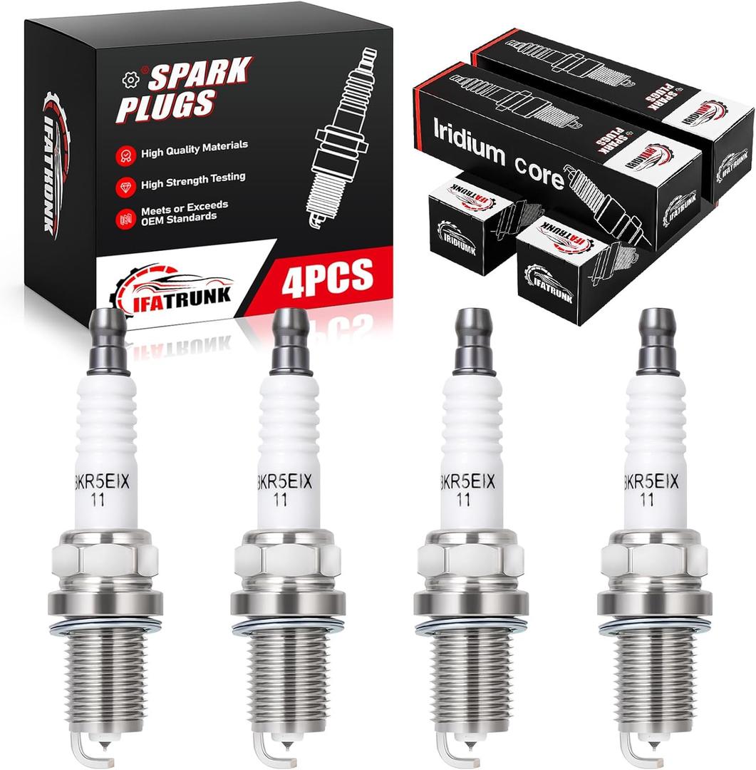 Iridium Spark Plugs 4PCS Compatible with Toyota Corolla Prius Tacoma Yaris Matrix, Nissan Altima Frontier Sentra, Mitsubishi Outlander Lancer Eclipse, Scion xB, Pontiac Vibe, Replaces 5464 BKR5EIX-11