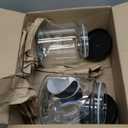 KooK Glass Kitchen Canister Set, Food & Storage Containers for Pantry, Bathroom Apothecary Jars, Tinplate Lids, Counter Organizers, 0.74 Gallon, Black, Set of 2