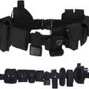 10 in 1 Tactical Duty Belt, Utility Modular Equipment System Security Military Belt with Pouches (Black)