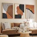 Orange and Black Abstract Wall Art Abstract Geometric Canvas Art Modern Minimalist Abstract Line Art Decor Black Abstract Line Art Prints Abstract Terracotta Wall Art for Home Decor 16x24inch No Frame
