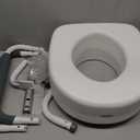 Carex 3.5 Inch Raised Toilet Seat with Arms, Round Toilet Seat Riser, 300 lbs Capacity, Elevating and Raising Seat for Elderly and Handicap, Universal, Slip-Resistant with Padded Handles, White