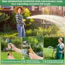 150 ft Flexible Garden Hose with 10 Spray Nozzle - Heavy Duty Superior Strength 96D Material Garden hoses -5-Layer PTE Latex Core-Lightweight Water hoses - Extra Strong Brass Connectors Garden hose