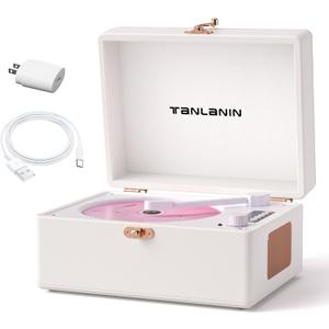 Vintage Portable CD Player with Built-in Speakers, Bluetooth Input & Output, LED Display, Retro Suitcase Design  Perfect Music Gift for Home, Relaxation & Stylish Dcor, White (White Rose Gold)