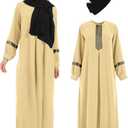 Yonroik Muslim Abaya Dress For Women with Hijabs Long Sleeve Floral Print Islamic Dubai Long Maxi Dresses, Medium