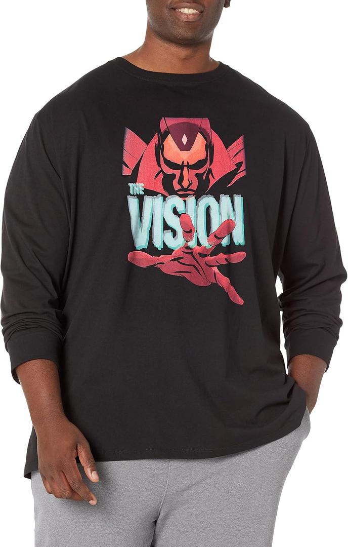 Marvel Big & Tall Classic Vision Men's Tops Short Sleeve Tee Shirt, Black, 4X-Large