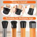 Chair Leg Floor Protectors Large 24Pcs,Silicone Chair Leg Protectors for Hardwood Floors/Tiles,360Wrapped Felt Bottom to Prevent Scratch and Reduce Noise, Round Black(Fit:1.2"-1.5")