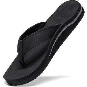 proutdor Men's Wide Flip Flop with Orthotic Arch Support Athletic Slide Thong Sandals for Men Soft Cushion Footbed Black2 10