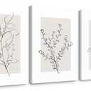 Youillne Neutral Botanical Prints Wall Art Decor Plant Minimalist Canvas Pictures Vintage Beige Wall Art Modern Farmhouse Line Poster Boho Abstract Painting Artwork for Bedroom 16x24 Inch Set of 3 (16x24 Inch Wrapped Canvas)