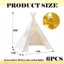 6 Pack Teepee Tent for Kids,Collapsible Kids Teepee Tent with 10 Ft String Lights,White Kid Teepee Boys Girls Indoor Outdoor Slumber Party Sleepover Party