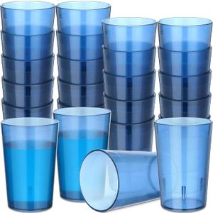 Meanplan 48 Pack Restaurant Grade 8oz Plastic Cup Break Resistant Drinking Glasses Are Reusable, Stackable and Shatterproof Drink Tumblers for Cafe Party and Catering Supplies (Blue)