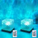 Ocean Wave Projector Light, 16 Color RGB Mood Light with Remote, 3D Water Ripple Night Light for Kids Room, Meditation, Yoga, Home Decor(2 Pcs) (Plug-in-2PC)