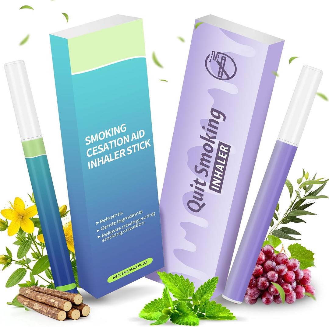 Herbal Diffuser Pen 2 Sticks Smokeless Inhaler for Quitting Smoking, Lung Cleansing with Vitis Vinifera (Grape) & Fresh Mint Vaporless Flavored Air Freshener