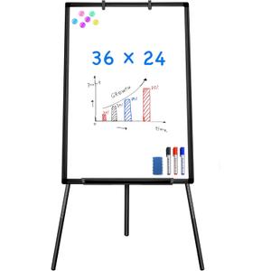 Easel Whiteboard - Magnetic Portable Dry Erase Easel Board 36 x 24 Tripod Whiteboard Height Adjustable Flipchart Easel Stand White Board for Office or Teaching at Home & Classroom (Black)