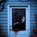 Chanaco Halloween Window Silhouette Decorations Scary Ghost Curtains Courtyard Decor Horror Garage Door Halloween Decoration