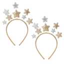 2PCS Glitter Star Headband, Party Star Headband Hair Bands for Birthday Party Holiday Festival Hair Accessories for Women Kids Adults Christmas Decor (1 Count (Pack of 2), Gold)