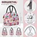 Pink Donut Lunch Bag for Woman Reusable Cute Colorful Dessert Dougnut Leakproof Insulated Lunch Box Cooler Tote Bag Food Snack Container for Men Woman Adult Work Travel Picnic