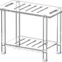 Sumerflos Acrylic Shower Bench for Inside Shower - 24.02" L x 12.99" W x 18.31" H Bathroom Shower Stool with Storage Shelf Heavy Duty (Hold Up to 400lbs) for Shaving Legs Waterproof Non-Slip